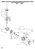 BRAKE, CLUTCH, GEARCASE, MOTOR AND PUMP PARTS Diagram and Parts List for 7MWT96540ST0  Whirlpool Washer