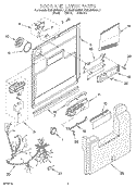 DOOR AND LATCH Diagram and Parts List for KUDM24SEWH1  KitchenAid Dishwasher