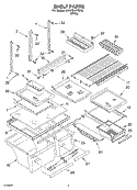 SHELF Diagram and Parts List for 3XARG477GF06  Whirlpool Refrigerator
