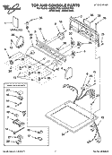 TOP AND CONSOLE PARTS Diagram and Parts List for LGQ8621PW3  Whirlpool Dryer