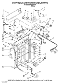 CONTROLS AND REAR PANEL PARTS Diagram and Parts List for MTW5640TQ1  Whirlpool Washer