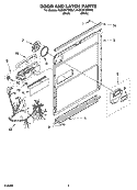 DOOR AND LATCH PARTS Diagram and Parts List for KUDC01TMBL1  KitchenAid Dishwasher