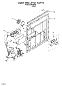 DOOR AND LATCH PARTS Diagram and Parts List for IPU98666  Inglis Dishwasher