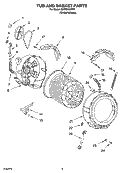 TUB AND BASKET PARTS Diagram and Parts List for GHW9160PW1  Whirlpool Washer