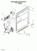 DOOR AND LATCH PARTS Diagram and Parts List for KUDE70FVSS0  KitchenAid Dishwasher
