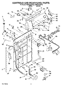 CONTROLS AND REAR PANEL PARTS Diagram and Parts List for 7MWT96680TT0  Whirlpool Washer