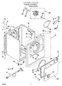 CABINET PARTS Diagram and Parts List for YREX4634KQ0  Roper Dryer