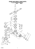 PUMP AND SPRAY ARM PARTS Diagram and Parts List for DU850SWLQ0  Whirlpool Dishwasher