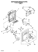 DISPENSER FRONT PARTS Diagram and Parts List for 6GS2SHQXRQ01  Whirlpool Refrigerator