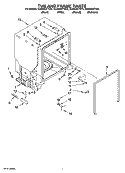 TUB AND FRAME PARTS Diagram and Parts List for GU2455XTST3  Whirlpool Dishwasher