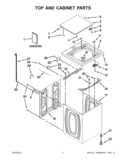 TOP AND CABINET PARTS Diagram and Parts List for 3LWTW4740YQ1  Whirlpool Washer