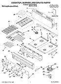 COOKTOP, BURNER AND GRATE PARTS Diagram and Parts List for KGCP484KSS03  KitchenAid Cooktop