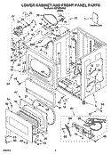 LOWER CABINET AND FRONT PANEL PARTS Diagram and Parts List for CSP2761KQ3  Whirlpool Dryer