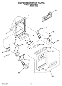 DISPENSER FRONT PARTS Diagram and Parts List for KSRB25FTBX00  KitchenAid Refrigerator