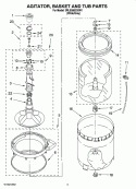 AGITATOR, BASKET AND TUB PARTS Diagram and Parts List for 3RLSQ8033SW1  Whirlpool Washer
