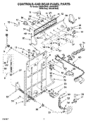 CONTROLS AND REAR PANEL PARTS Diagram and Parts List for LSQ9010PG2  Whirlpool Washer
