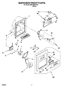 DISPENSER FRONT PARTS Diagram and Parts List for BRS70BBANA01  Whirlpool Refrigerator