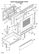 DOOR AND DRAWER PARTS Diagram and Parts List for IJP89801  Inglis Range