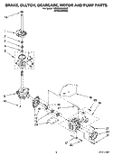 BRAKE, CLUTCH, GEARCASE, MOTOR AND PUMP PARTS Diagram and Parts List for 7MWD87600SM0  Whirlpool Washer