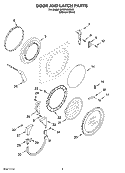 DOOR AND LATCH PARTS Diagram and Parts List for GHW9400SU0  Whirlpool Washer
