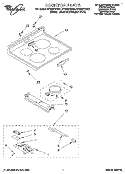 COOKTOP, LITERATURE Diagram and Parts List for RF364PSBN0  Whirlpool Range