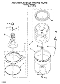 AGITATOR, BASKET AND TUB PARTS Diagram and Parts List for LSR5132PQ0  Whirlpool Washer