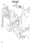 CABINET PARTS Diagram and Parts List for REX3614KW2  Roper Dryer