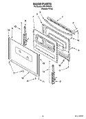 DOOR PARTS, OPTIONAL PARTS (NOT INCLUDED) Diagram and Parts List for RF212PXSQ2  Whirlpool Range