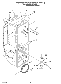 REFRIGERATOR LINER PARTS Diagram and Parts List for KSRY25CTMS01  KitchenAid Refrigerator