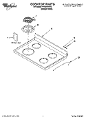 COOKTOP PARTS Diagram and Parts List for RF260BXSW0  Whirlpool Range