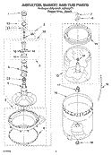AGITATOR, BASKET AND TUB PARTS Diagram and Parts List for LSR8433KT1  Whirlpool Washer