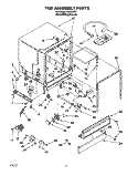 TUB ASSEMBLY, LIT/OPTIONAL Diagram and Parts List for WU4300B1  Roper Dishwasher