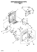 DISPENSER FRONT PARTS Diagram and Parts List for 5VGS3SHGKQ05  Whirlpool Refrigerator