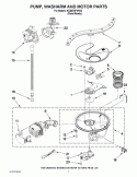 PUMP, WASHARM AND MOTOR PARTS Diagram and Parts List for KUDE70FVPA3  KitchenAid Dishwasher