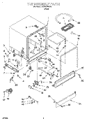 TUB ASSEMBLY Diagram and Parts List for DU801DWGX0  Whirlpool Dishwasher