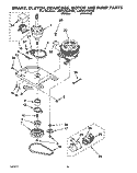 BRAKE, CLUTCH, GEARCASE, MOTOR & PUMP Diagram and Parts List for LMR5243AW0  Whirlpool Washer