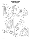 BULKHEAD PARTS Diagram and Parts List for 4GWGD4900YQ0  Whirlpool Dryer
