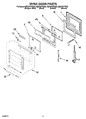OVEN DOOR PARTS Diagram and Parts List for GBD307PRS00  Whirlpool Wall Oven
