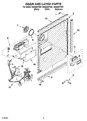 DOOR AND LATCH PARTS Diagram and Parts List for GU3200XTSB1  Whirlpool Dishwasher
