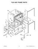 TUB AND FRAME PARTS Diagram and Parts List for KUDE70FXSS5  KitchenAid Dishwasher