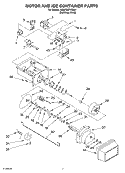 MOTOR AND ICE CONTAINER PARTS Diagram and Parts List for KSBP25FKSS01  KitchenAid Refrigerator