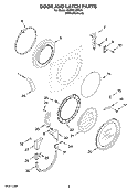 DOOR AND LATCH PARTS Diagram and Parts List for GHW9160PW3  Whirlpool Washer