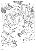 BULKHEAD PARTS Diagram and Parts List for GGW9250SU0  Whirlpool Dryer