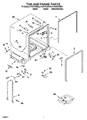 TUB AND FRAME PARTS Diagram and Parts List for KUDI02CRWH0  KitchenAid Dishwasher