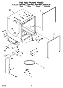 TUB AND FRAME PARTS Diagram and Parts List for KUDP01FLBL2  KitchenAid Dishwasher