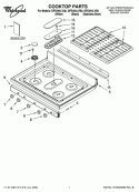 COOKTOP PARTS Diagram and Parts List for GFG464LVQ0  Whirlpool Range