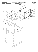TOP AND CABINET, LITERATURE Diagram and Parts List for 3MAS4132FW0  Whirlpool Washer