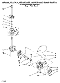 BRAKE, CLUTCH, GEARCASE, MOTOR AND PUMP PARTS Diagram and Parts List for KAWS750LT4  KitchenAid Washer