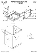 TOP AND CABINET PARTS Diagram and Parts List for 6ALSC8255MW0  Whirlpool Washer