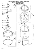 AGITATOR, BASKET AND TUB PARTS Diagram and Parts List for LTG6234DQ3  Whirlpool Washer Dryer Combo